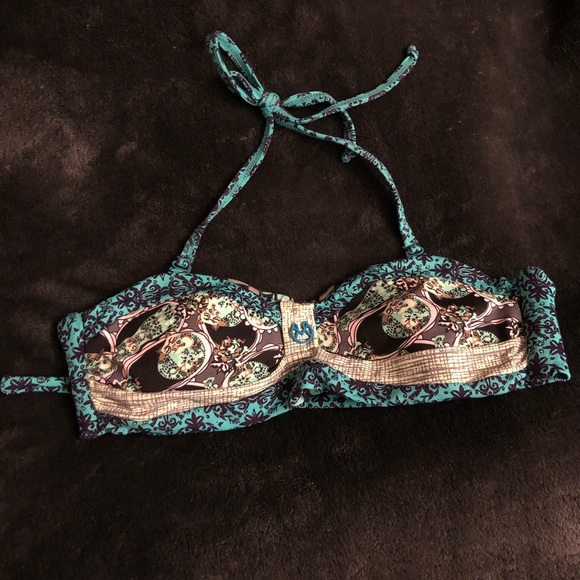 Maaji blue turquoise bandeau swimsuit top NWOT - Picture 1 of 3